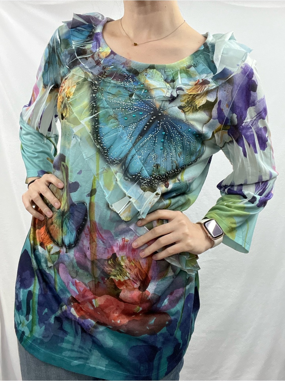 Closet Full Teal & Purple Butterfly Ruffle Tee